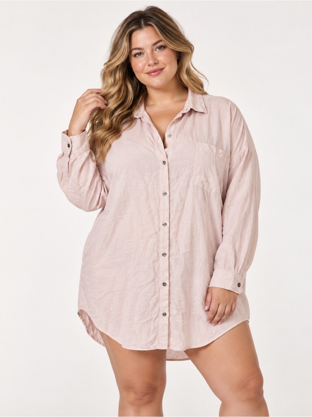 Victoria’s Secret Sleep Shirt Nightgown XXL Light Rose Pink Modal Cotton Button